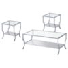Saide 3-piece Glass Top Coffee and End Table Set Chrome