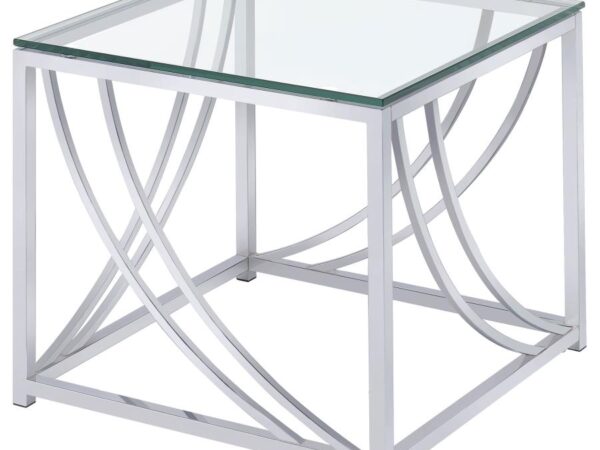 Lille Square Glass Top Side End Table Chrome