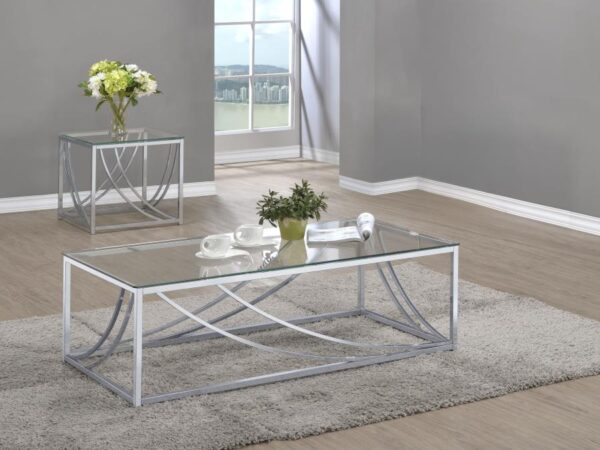 Lille 2-piece Glass Top Coffee And End Table Set Chrome