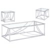 Lille 3-piece Glass Top Coffee And End Table Set Chrome