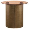 Morena Round Tawny Glass Top Side End Table Brushed Bronze