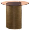 Morena Round Tawny Glass Top Side End Table Brushed Bronze