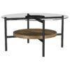 Delfin Round Glass Top Coffee Table Black and Brown
