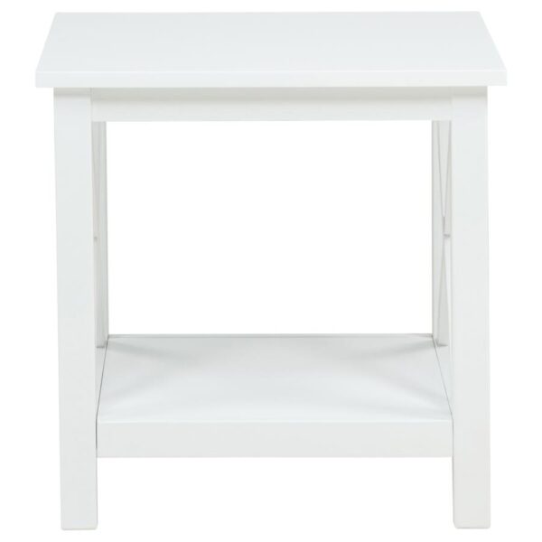 Skyview Square Pine Wood Side End Table with Shelf White