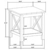 Skyview Square Pine Wood Side End Table with Shelf White
