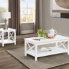 Skyview Square Pine Wood Side End Table with Shelf White