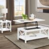 Skyview Square Pine Wood Side End Table with Shelf White