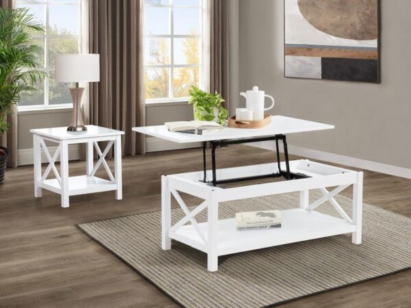 Skyview 2-piece Rectangular Lift Top Coffee Table Set White