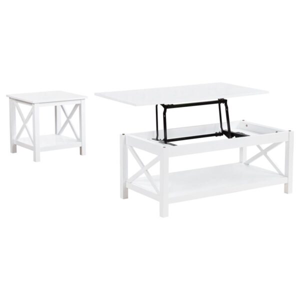 Skyview 2-piece Rectangular Lift Top Coffee Table Set White