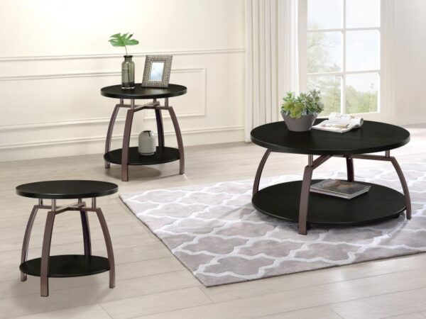 Dacre 3-piece Round Coffee and End Table Set Dark Charcoal