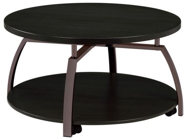 Dacre Round Engineered Wood Top Coffee Table Dark Charcoal