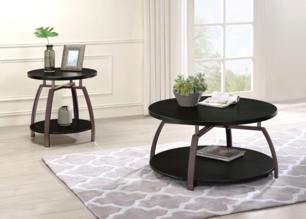 Dacre Round Engineered Wood Top Coffee Table Dark Charcoal