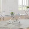 Warren 3-piece Oval Glass Top Coffee Table Set Chrome