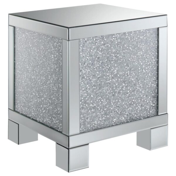 Gillian Rectangular Mirrored Acrylic Side End Table Silver