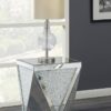 Amore Square Mirrored Acrylic Crystal Side End Table Silver