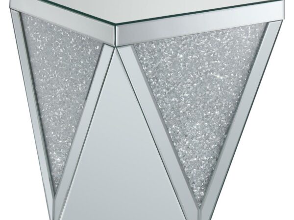 Amore Square Mirrored Acrylic Crystal Side End Table Silver