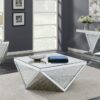 Amore Square Mirrored Acrylic Crystal Side End Table Silver