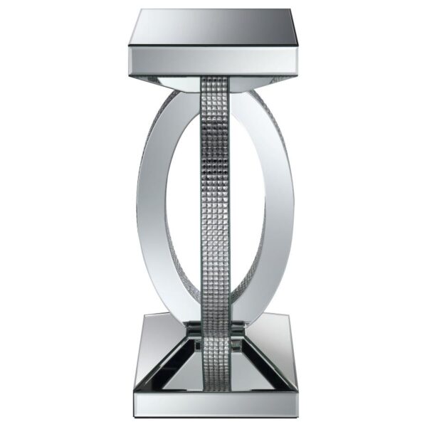Amalia Square Mirrored Acrylic Crystal Side End Table Silver