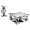 Amalia 2-piece Mirrored Coffee and End Table Set Silver