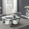 Amalia 3-piece Mirrored Coffee and End Table Set Silver