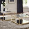 Renee 2-piece Square Coffee Table Set Rose Brass