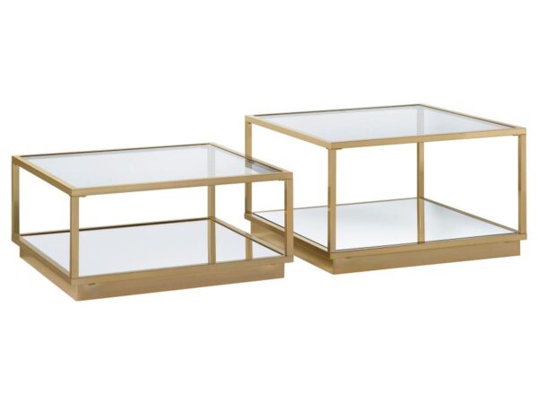 Renee 2-piece Square Coffee Table Set Rose Brass