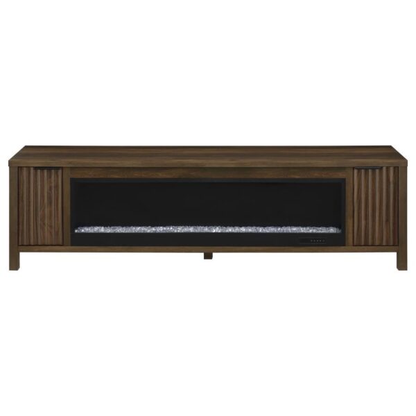 Carey 79-inch TV Stand Fireplace Media Console Dark Pine