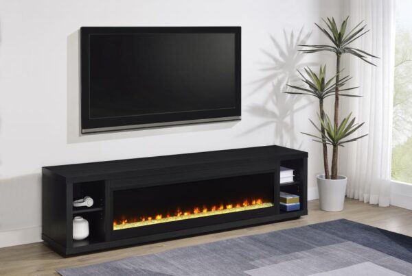 Deiter 79-inch TV Stand Fireplace Media Console Black
