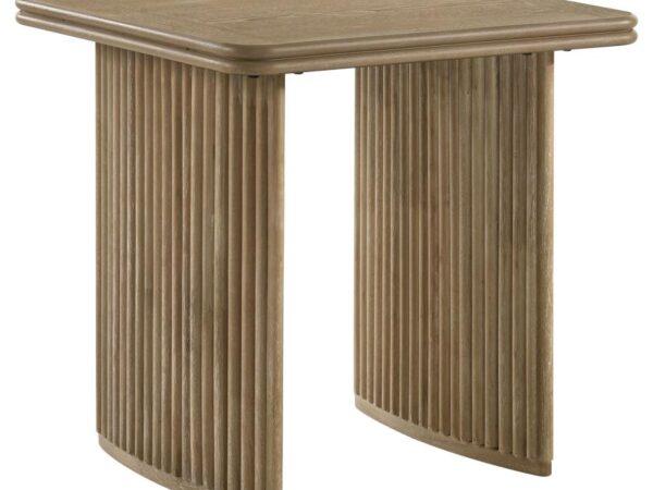 Adina Square Wood Side End Table Distressed Light Brown