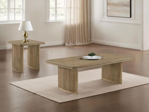 Adina 2-piece Wood Coffee Table Set Distressed Light Brown