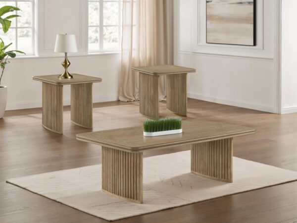 Adina 3-piece Wood Coffee Table Set Distressed Light Brown