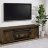 Enfield 71-inch TV Stand Fireplace Media Console Dark Pine