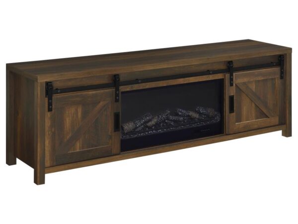 Enfield 71-inch TV Stand Fireplace Media Console Dark Pine