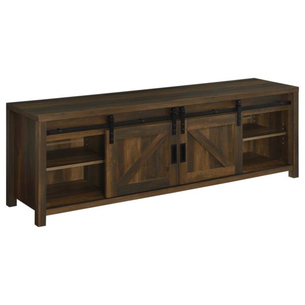 Enfield 71-inch TV Stand Fireplace Media Console Dark Pine