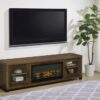 Havering 71-inch TV Stand Fireplace Media Console Dark Pine