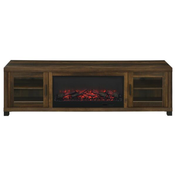 Havering 71-inch TV Stand Fireplace Media Console Dark Pine