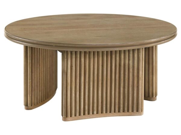 Adina 36-inch Round Wood Coffee Table Distressed Light Brown