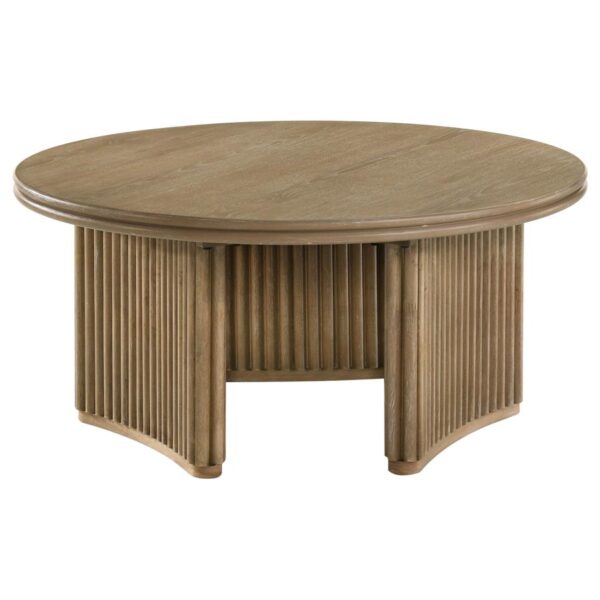 Adina 36-inch Round Wood Coffee Table Distressed Light Brown