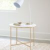 Ellison Round Marble Top Side End Table White and Gold