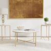 Ellison 3-piece Round Marble Coffee and End Table Set White