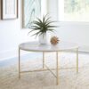 Ellison Round Marble Top Coffee Table White and Gold