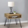 Fanning Engineered Wood Side End Table Golden Oak