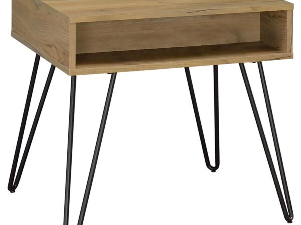 Fanning Engineered Wood Side End Table Golden Oak