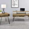 Fanning 2-piece Lift Top Coffee and End Table Set Golden Oak