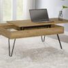 Fanning Engineered Wood Lift Top Coffee Table Golden Oak