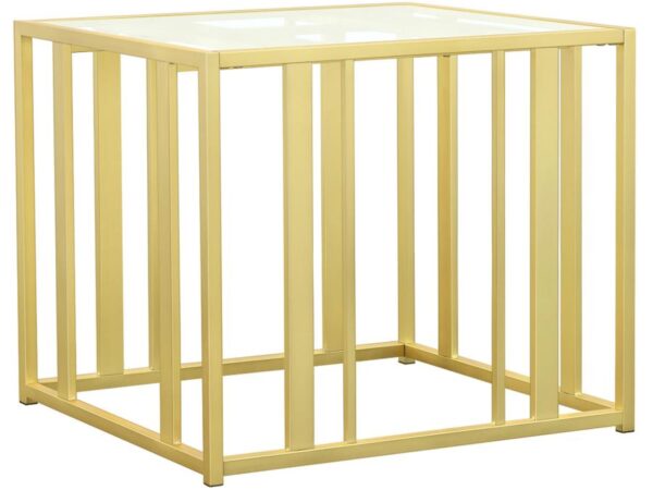 Adri Rectangular Glass Top Side End Table Matte Brass