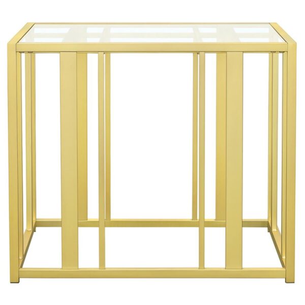 Adri Rectangular Glass Top Side End Table Matte Brass
