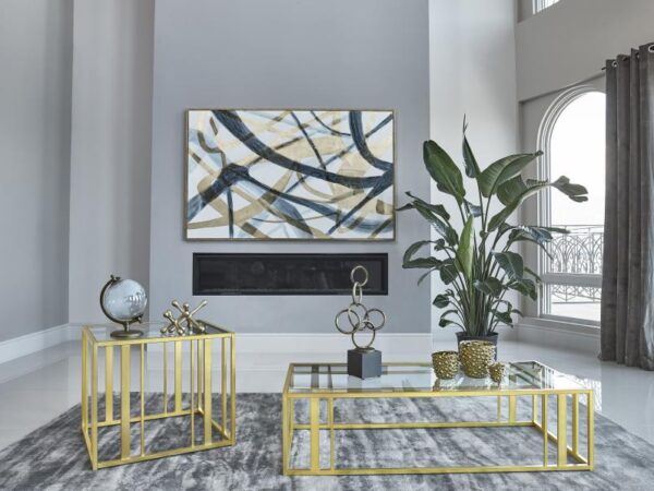 Adri 2-piece Coffee and End Table Set Matte Brass