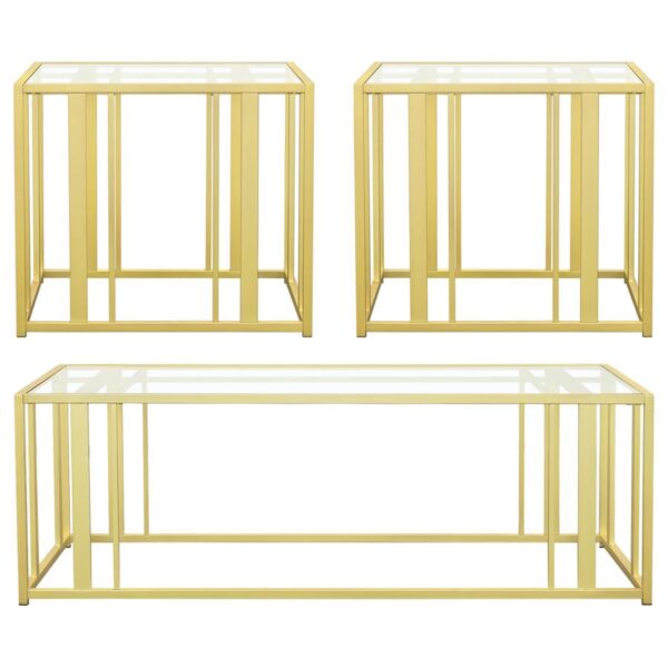 Adri 3-piece Coffee and End Table Set Matte Brass