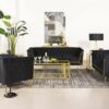 Adri Rectangular Glass Top Coffee Table Matte Brass